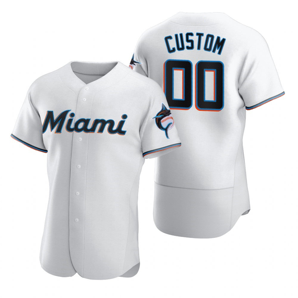 Custom Miami Marlins White MWATKINS 2020 Stitched Flex Base Jersey