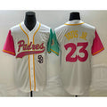 San Diego Padres #23 Fernando Tatis Jr White MWATKINS NEW 2023 City Connect Cool Base Stitched Jersey 4