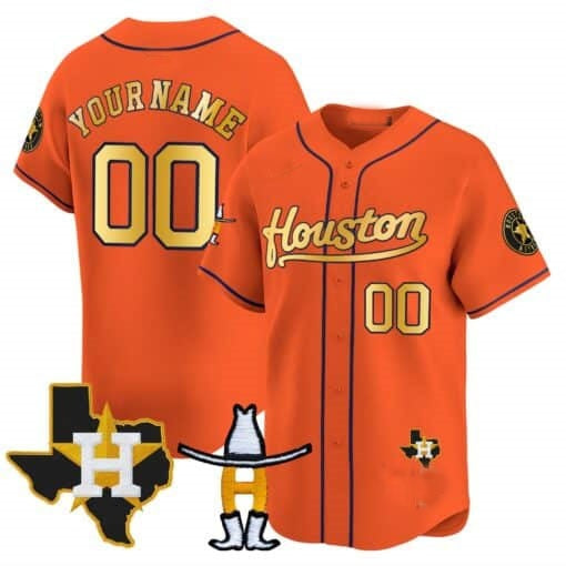 Custom Houston Astros Houston Rodeo Patch Vapor Premier Limited Jersey ¨C Orange MWATKINS