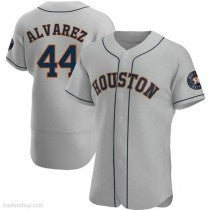 Houston Astros #44 Yordan Alvarez Authentic Gray MWATKINS Road Jerseys