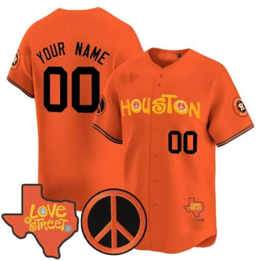 Custom Houston Astros Love Street & Peace Sign Patch Vapor Premier Limited Jersey V2-Orange MWATKINS