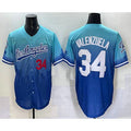 Los Angeles Dodgers #34 Fernando Valenzuela Blue MWATKINS 2025 City Connect Limited Stitched Jersey
