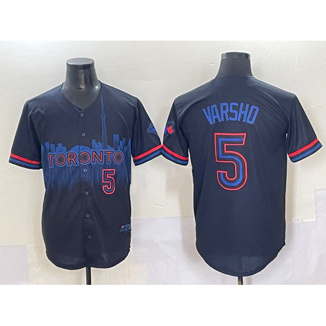 Toronto Blue Jays #5 Daulton Varsho Navy MWATKINS 2024 City Connect Limited Stitched Jersey
