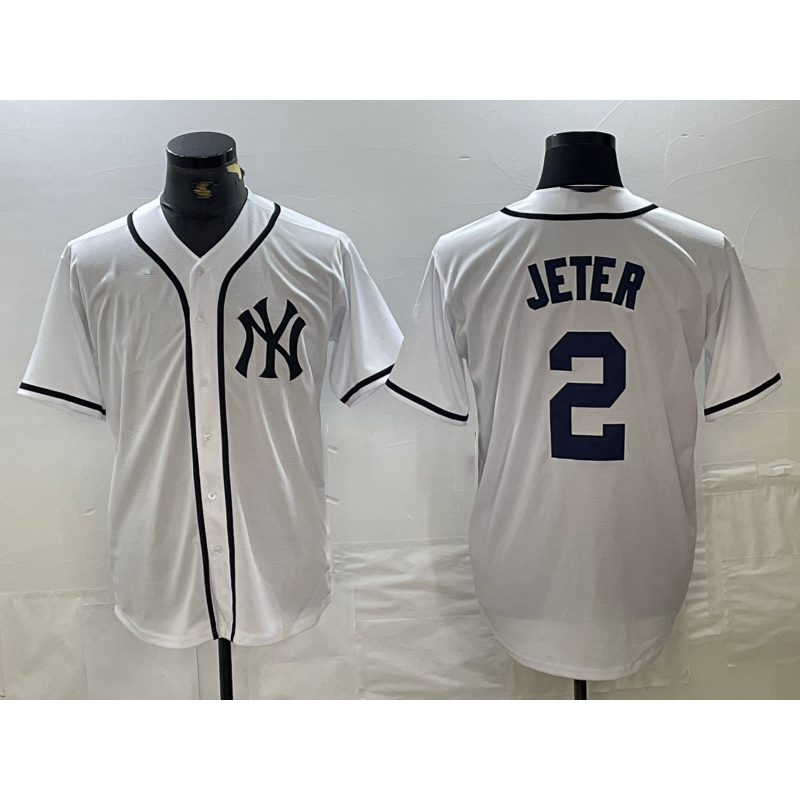 New York Yankees #2 Derek Jeter White MWATKINS Fashion Cool Base Jersey