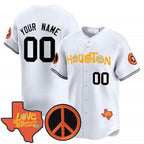 Custom Houston Astros Love Street & Peace Sign Patch Vapor Premier Limited Jersey V2 ¨CWhite MWATKINS