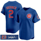 Chicago Cubs #2 Nico Hoerner Royal MWATKINS 'Ryne Sandberg Tribute' Vapor Limited V3 Stitched Jersey