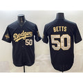 Los Angeles Dodgers #50 Mookie Betts Black Gold MWATKINS 2025 World Series Champions Patch Limited Stitched Jersey
