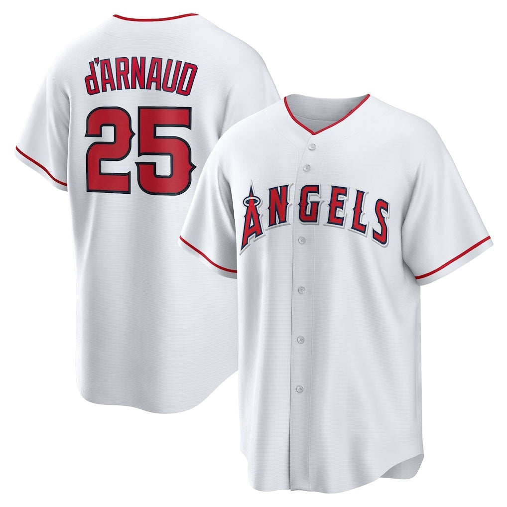 Los Angeles Angels #25 Travis d'Arnaud White MWATKINS Home Replica Jersey