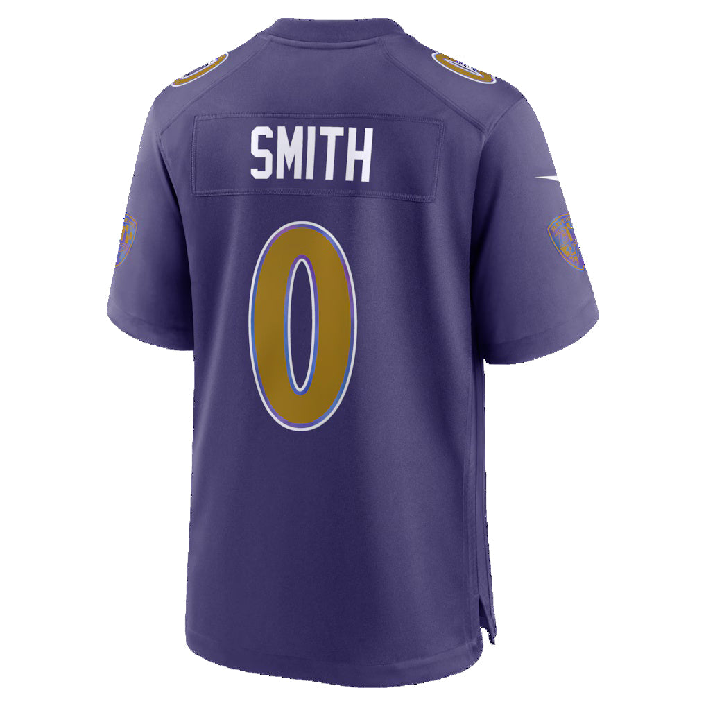 B.Ravens #0 Roquan Smith Purple MWATKINS Alternate Game Jersey