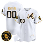 Custom Atlanta Braves Hank Aaron 715th Home Run Patch Vapor Premier Limited Jersey V2 ¨C White Gold MWATKINS