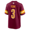 W.Commanders #3 Cade York Burgundy MWATKINS Game Jersey