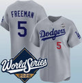 Los Angeles Dodgers #5 Freddie Freeman Gray MWATKINS 2025 World Series Limited Stitched Jersey