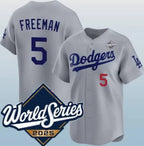 Los Angeles Dodgers #5 Freddie Freeman Gray MWATKINS 2025 World Series Limited Stitched Jersey