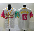 San Diego Padres #13 Manny Machado White MWATKINS NEW 2023 City Connect Cool Base Stitched Jersey