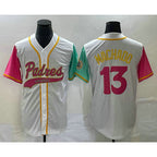 San Diego Padres #13 Manny Machado White MWATKINS NEW 2023 City Connect Cool Base Stitched Jersey