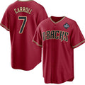 Arizona Diamondbacks #7 Corbin Carroll Red MWATKINS 2023 World Series Cool Base Stitched Jersey
