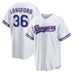 Texas Rangers #36 Wyatt Langford White MWATKINS Home Replica Jersey