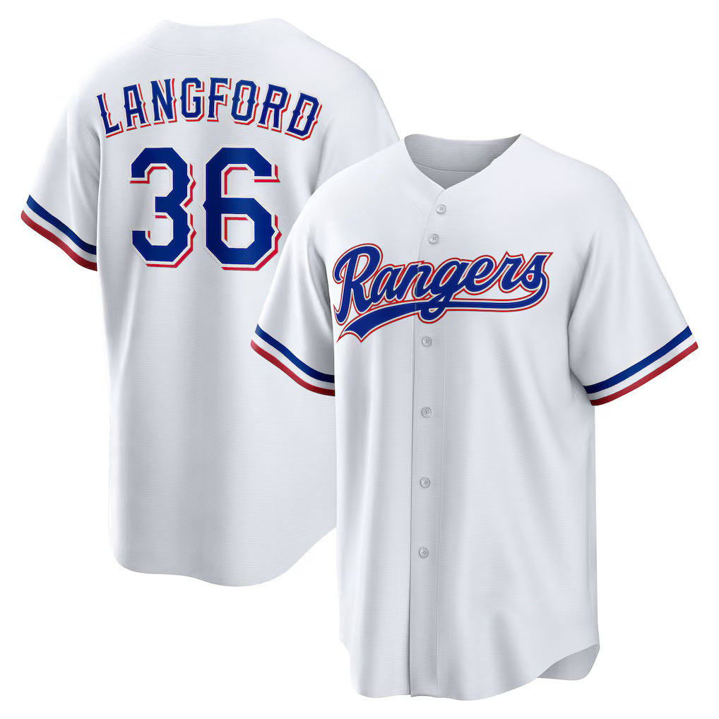 Texas Rangers #36 Wyatt Langford White MWATKINS Home Replica Jersey