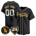 Custom Atlanta Braves Black Gold MWATKINS 2024 Spring Training Patch Limited Stitched Jersey