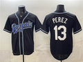 Kansas City Royals #13 Salvador Perez Black MWATKINS 2026 Fashion Replica Black Out Stitched Jersey