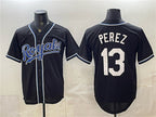 Kansas City Royals #13 Salvador Perez Black MWATKINS 2026 Fashion Replica Black Out Stitched Jersey