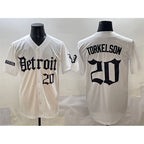 Detroit Tigers #20 Spencer Torkelson White MWATKINS 'Motor Gothic Edition' Vapor Premier Limited Stitched Jersey