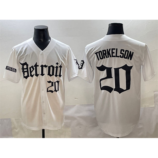 Detroit Tigers #20 Spencer Torkelson White MWATKINS 'Motor Gothic Edition' Vapor Premier Limited Stitched Jersey