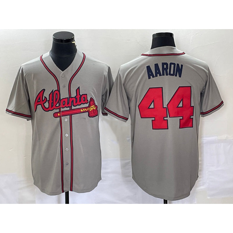 Atlanta Braves #44 Hank Aaron Grey MWATKINS Stitched Cool Base Jersey