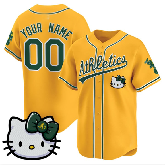 Custom Oakland Athletics Active Player Gold MWATKINS Hello Kitty Vapor Premier Limited Stitched Jersey