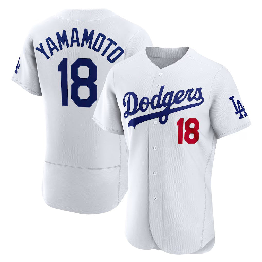 Los Angeles Dodgers #18 Yoshinobu Yamamoto White MWATKINS Home Authentic Jersey