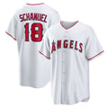 Los Angeles Angels #18 Nolan Schanuel White MWATKINS Home Replica Jersey