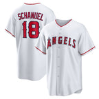 Los Angeles Angels #18 Nolan Schanuel White MWATKINS Home Replica Jersey