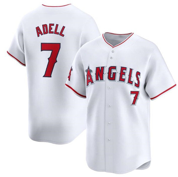 Los Angeles Angels #7 Jo Adell White MWATKINS Home Limited Stitched Jersey