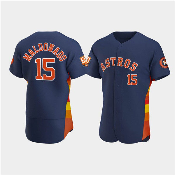 Houston Astros #15 Mart¨ªn Maldonado Navy MWATKINS 60th Anniversary Flex Base Stitched Jersey