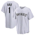 Colorado Rockies #1 Dad White MWATKINS Home Replica Jersey
