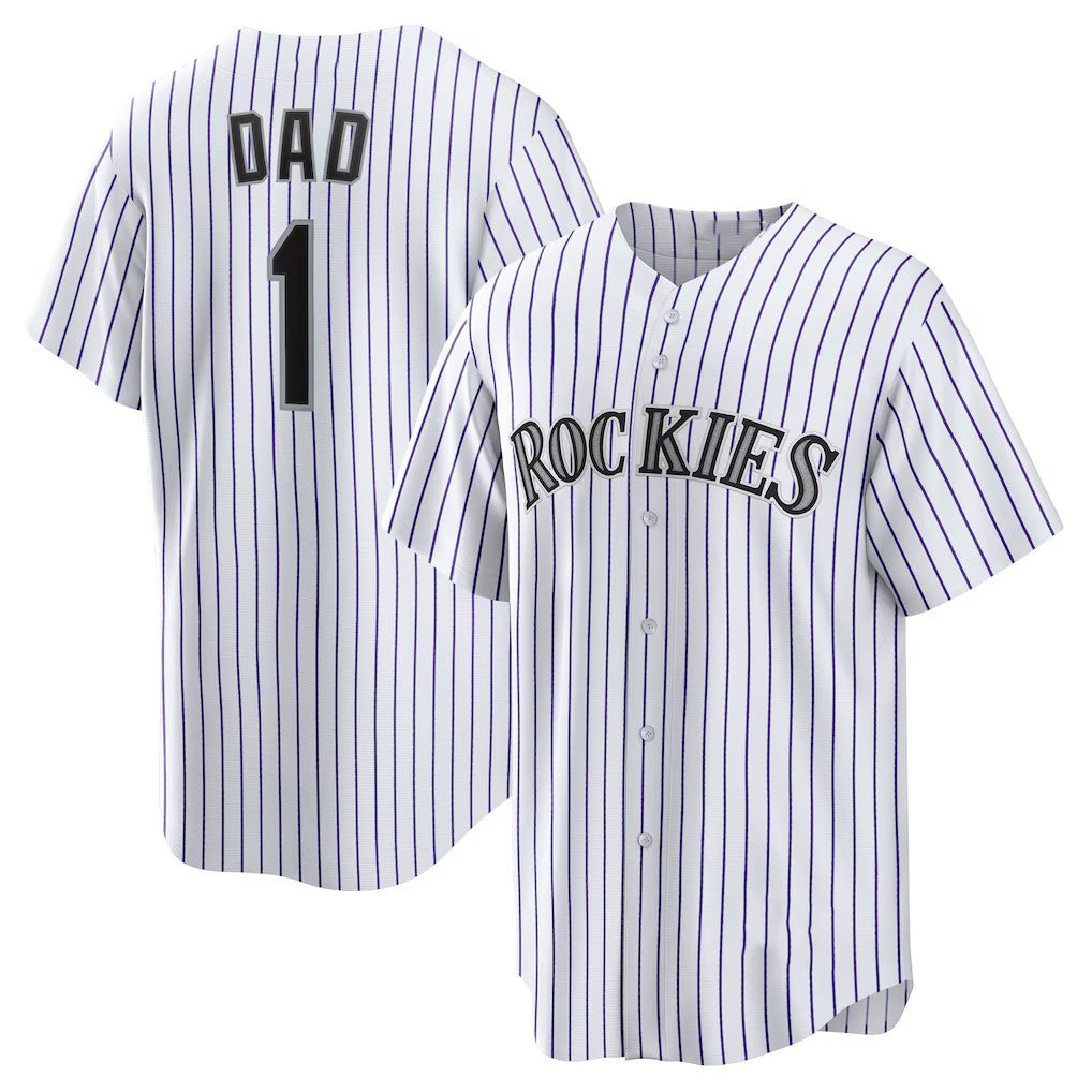 Colorado Rockies #1 Dad White MWATKINS Home Replica Jersey