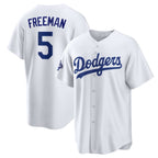 Los Angeles Dodgers #5 Freddie Freeman White MWATKINS 2025 World Series Champions Home Cool Base Stitched Jersey
