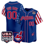 Custom Cleveland Indians Royal MWATKINS America 250 Edition Vapor Premier Limited Jersey - All Stitched