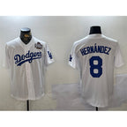Los Angeles Dodgers #8 Enrique Hernandez White MWATKINS 2024 World Series Cool Base Stitched Jersey