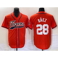 Detroit Tigers #28 Javier B¨¢ez Orange MWATKINS Cool Base Stitched Jersey