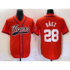 Detroit Tigers #28 Javier B¨¢ez Orange MWATKINS Cool Base Stitched Jersey