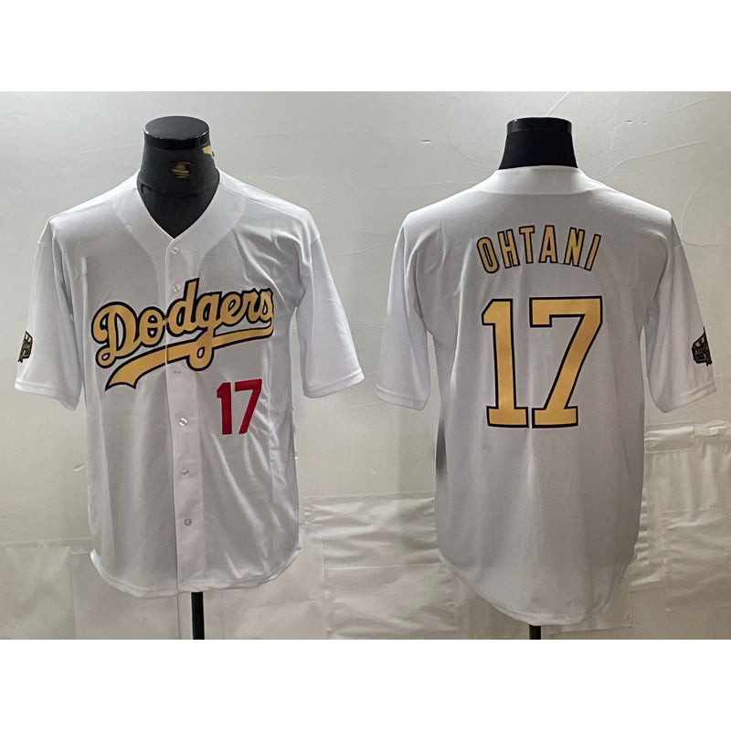 Los Angeles Dodgers #17 Shohei Ohtani Number White MWATKINS 2022 All Star Stitched Cool Base Jersey 2