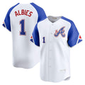 Atlanta Braves #1 Ozzie Albies White MWATKINS City Connect Limited Player Jersey