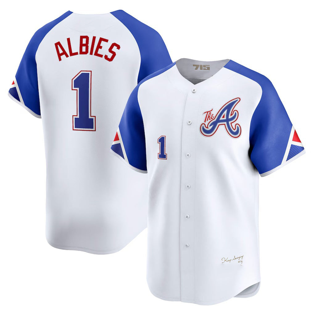 Atlanta Braves #1 Ozzie Albies White MWATKINS City Connect Limited Player Jersey