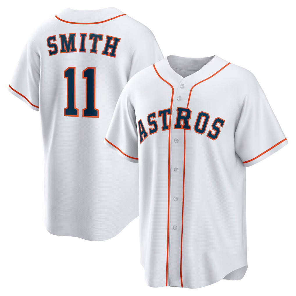 Houston Astros #11 Cam Smith White MWATKINS Home Replica Jersey