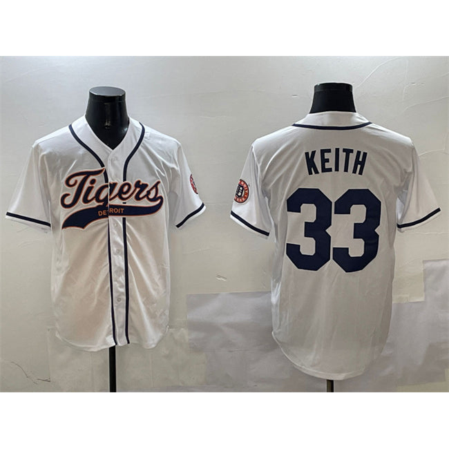 Detroit Tigers #33 Colt Keith White MWATKINS With Patch Cool Base Stitched Jersey