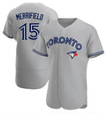 Toronto Blue Jays #15 Whit Merrifield Gray MWATKINS Road Flex Base Player Jersey