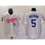 Los Angeles Dodgers #5 Freddie Freeman White Pink MWATKINS Vin & Kobe Patch Stitched Jersey1