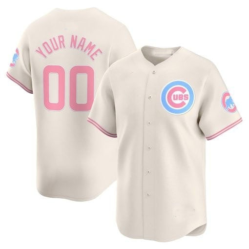 Custom Chicago Cubs Bubblegum Pink Vapor Premier Limited Jersey ¨C Cream MWATKINS