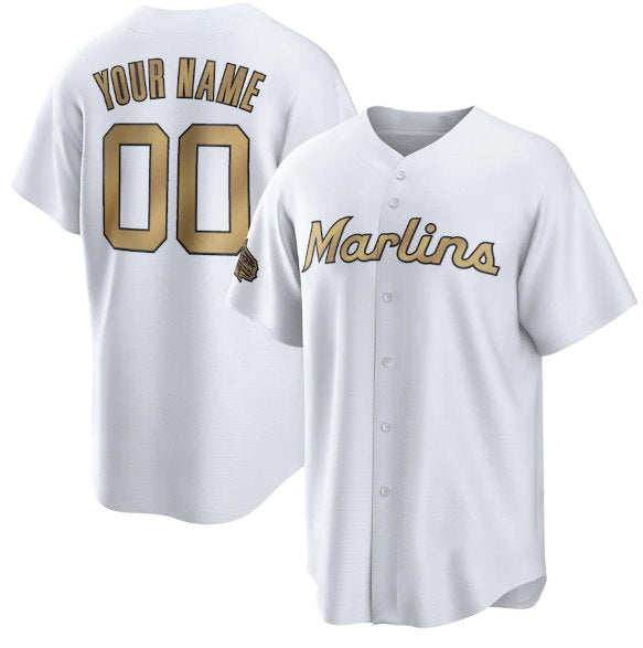 Custom Miami Marlins Active Player White MWATKINS 2022 All-Star Cool Base Stitched Jersey
